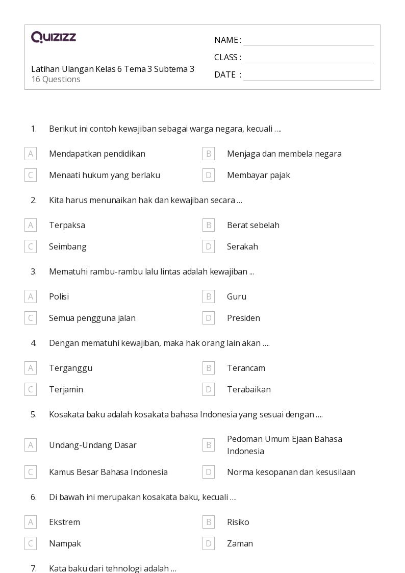 50 lembar kerja Bahasa dan Kosakata untuk Kelas 6 di Quizizz Gratis