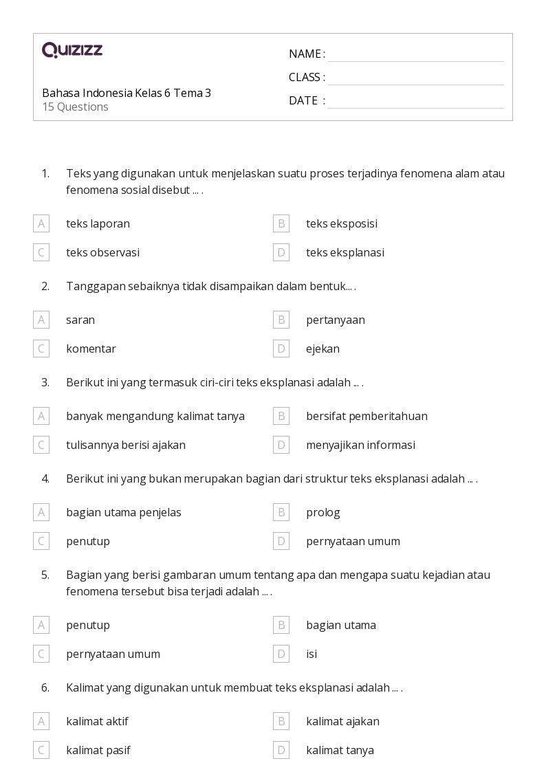 10 Rahasia Nilai Sempurna Latihan Contoh Soal BI Kelas 6 Tema 4 Subtema 3 Wajib Coba