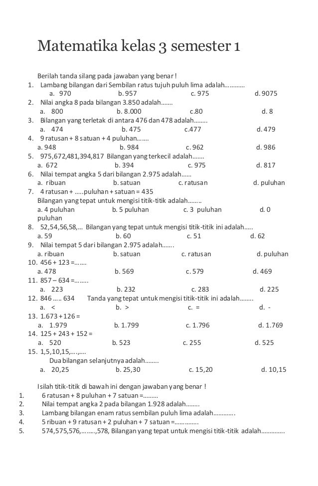 7 Rahasia Cepat Pahami Contoh Soal Bilangan Cacah Kelas 3 SD Semester 1 Agar Nilai Bagus