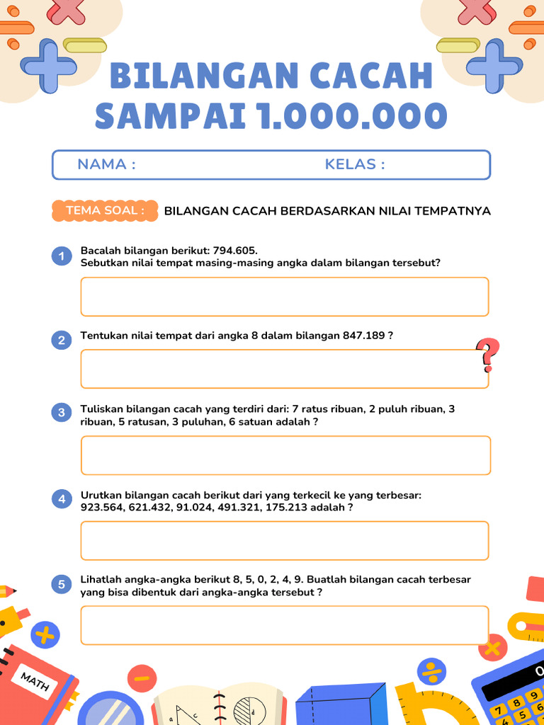 Soal Bilangan Cacah Kelas 5 SD PDF