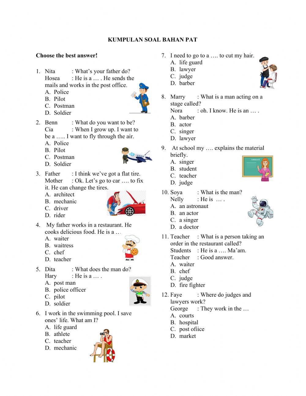 contoh soal bhs inggris kelas 3 semester 2
