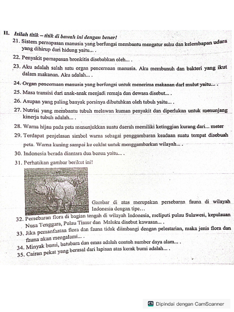 SOAL Isian STS IPAS Kelas 5 PDF