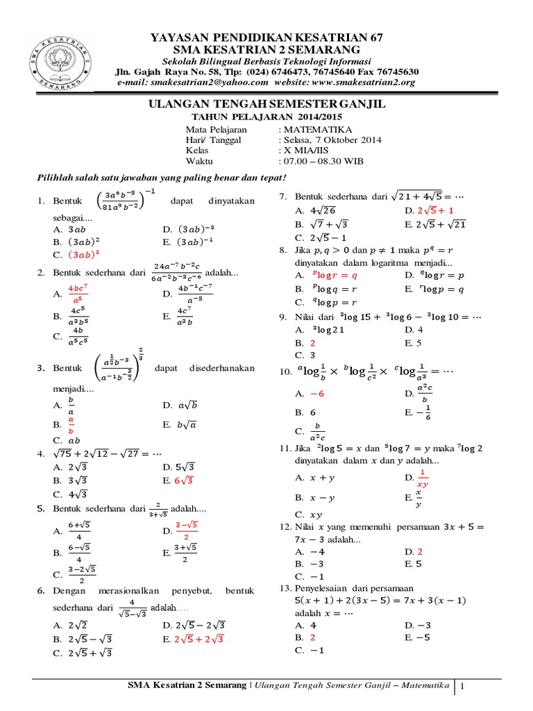Menaklukkan Matematika Kelas X Semester 2 Panduan Lengkap Download