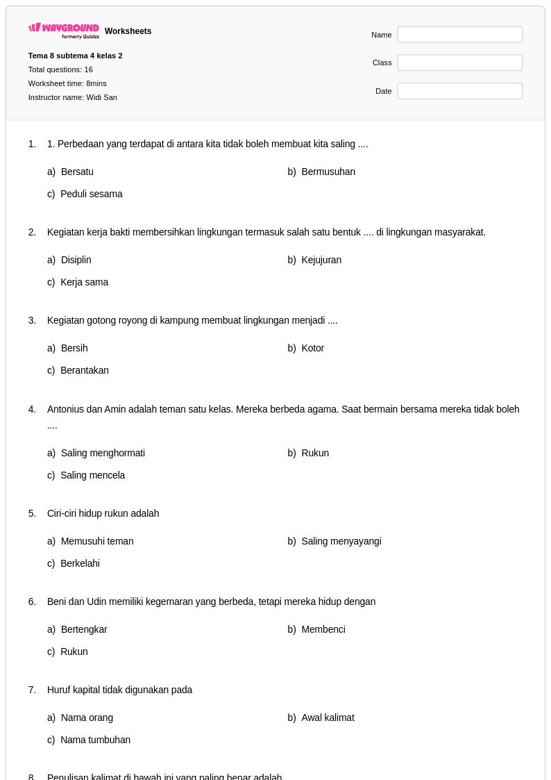 5 Link Download Soal Tema 8 Subtema 4 Kelas 2 Siap Cetak, Wajib Tahu