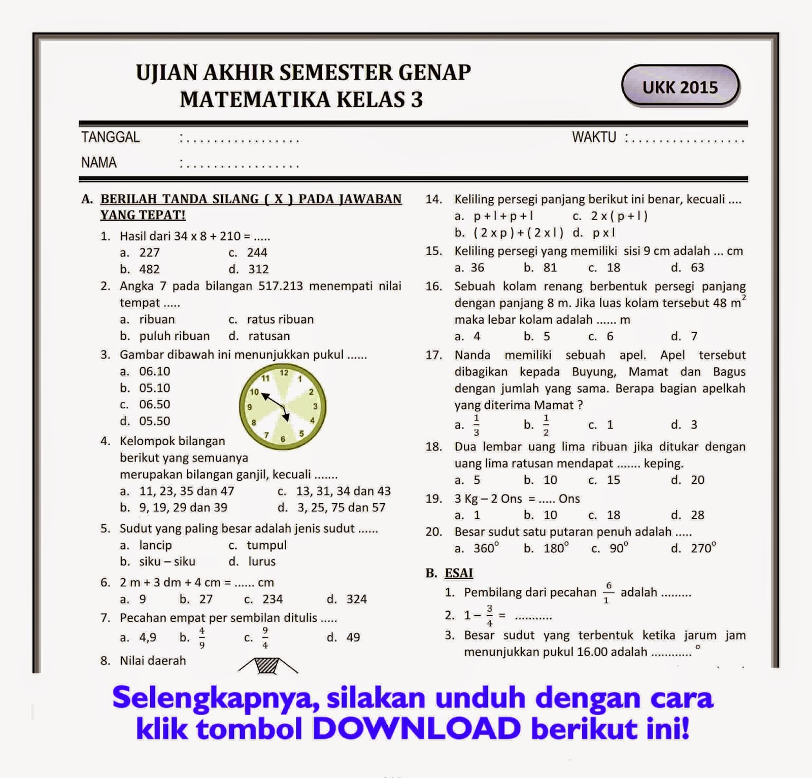 5 Rahasia Bank Soal Mid Semester 2 Kelas 3 SD yang Wajib Diketahui Orang Tua