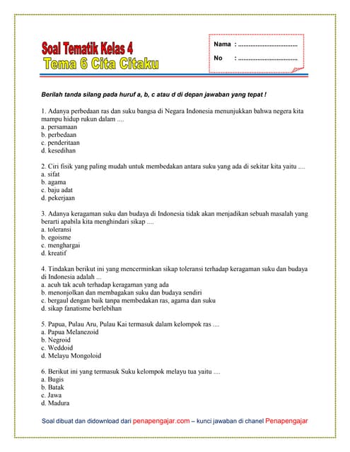 Ternyata 7 Soal Matematika Ini Sering Muncul! Download Soal Tema 6 Kelas 4 dan Kunci Jawaban 2026