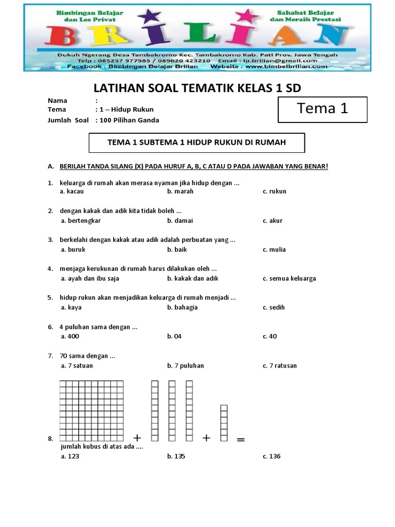5 contoh soal latihan tema 1 kelas 2 sd yang Terbukti Bikin Anak Lebih Pintar
