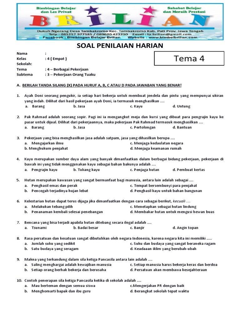 7 Cara Cepat Kuasai Kumpulan Soal Tematik SD Kelas 4 Tema 4 Revisi 2016 Nilai Tinggi