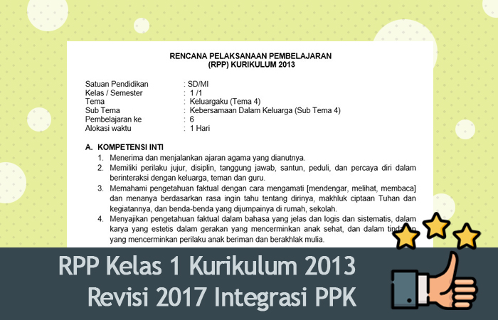 Rpp Kelas 1 Kurikulum 2013 Revisi 2017 Integrasi Ppk - inilah profile