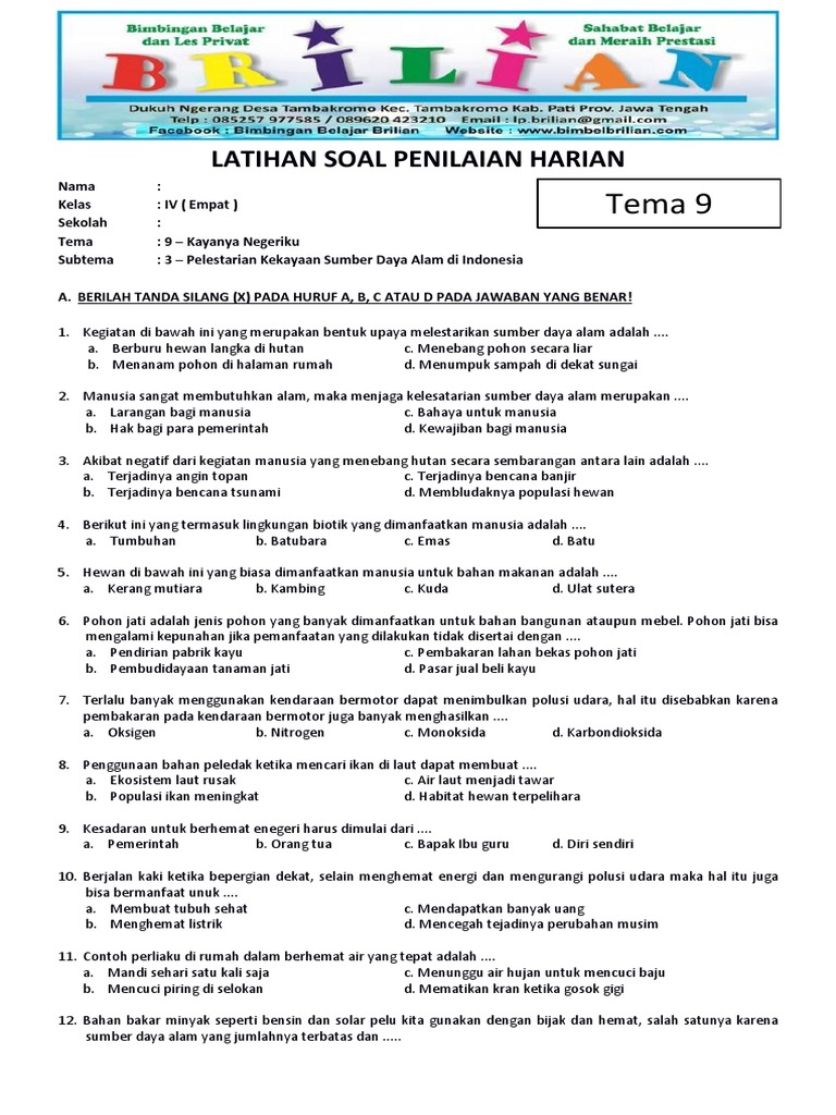 Jangan Salah Pilih Kumpulan Soal Tematik Kelas 4 Tema 9 Terbaru 2026
