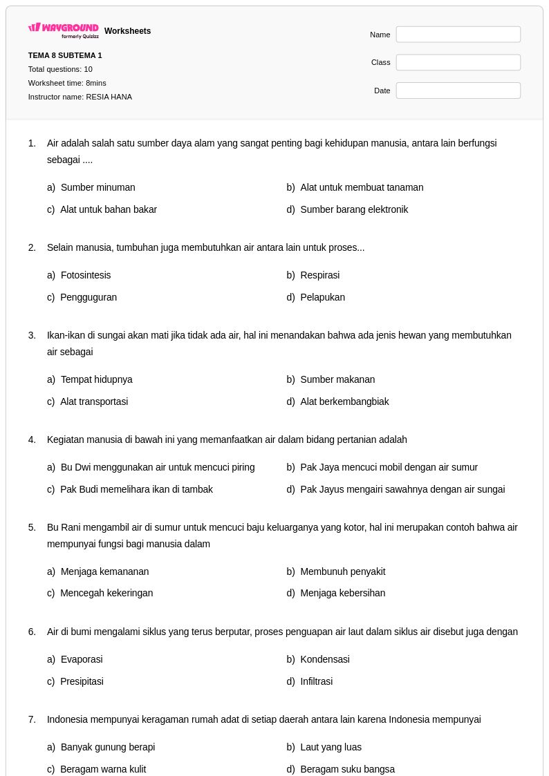 50 lembar kerja Pelapukan untuk Kelas 5 di Wayground Gratis Dapat