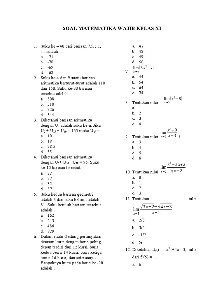 Ternyata Bank Soal Materi Matematika Kelas 11 Semester 2 KTSP 2006 Punya Jawaban Sulingjar 2026 Guru