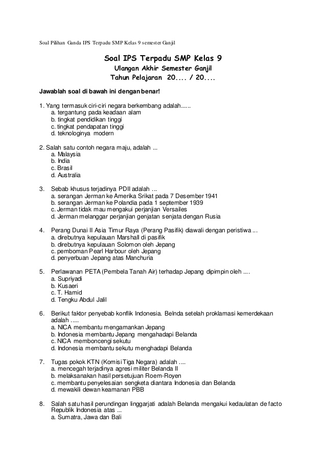 Rahasia Lulus Mudah dengan Latihan Soal UKK IPS Kelas 8 Semester 2 Tahun 2013 Ini