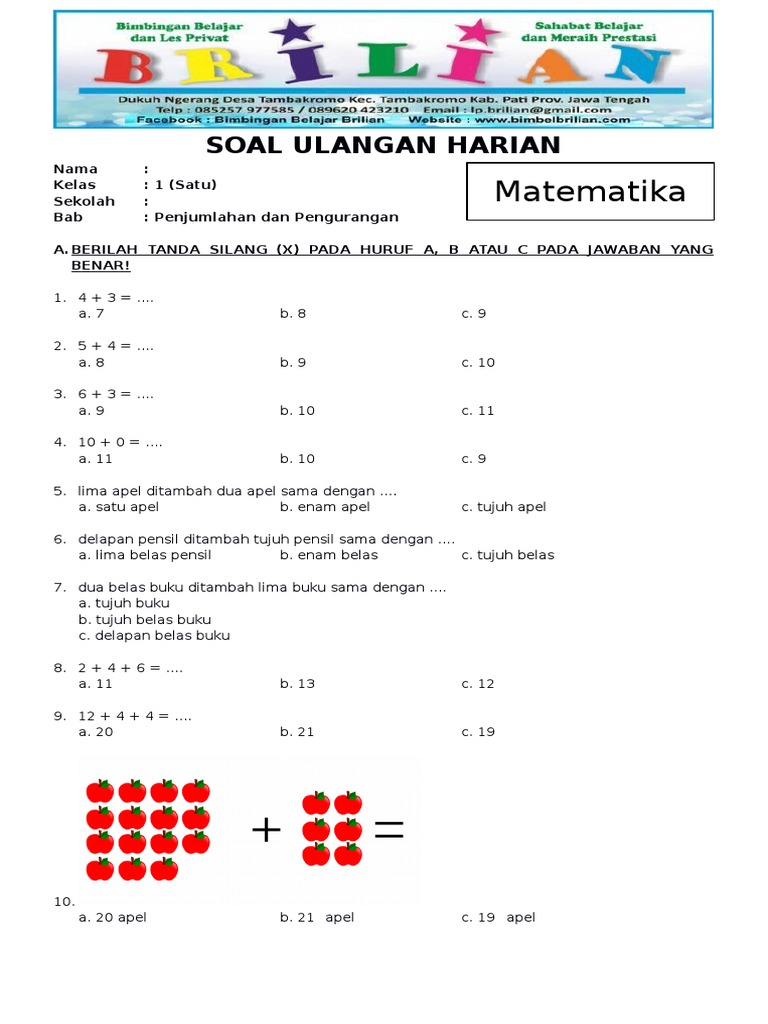 Ternyata Ini Rahasia Lulus Ujian dengan Contoh Soal Matematika untuk Kelas 1 SD Terbaru