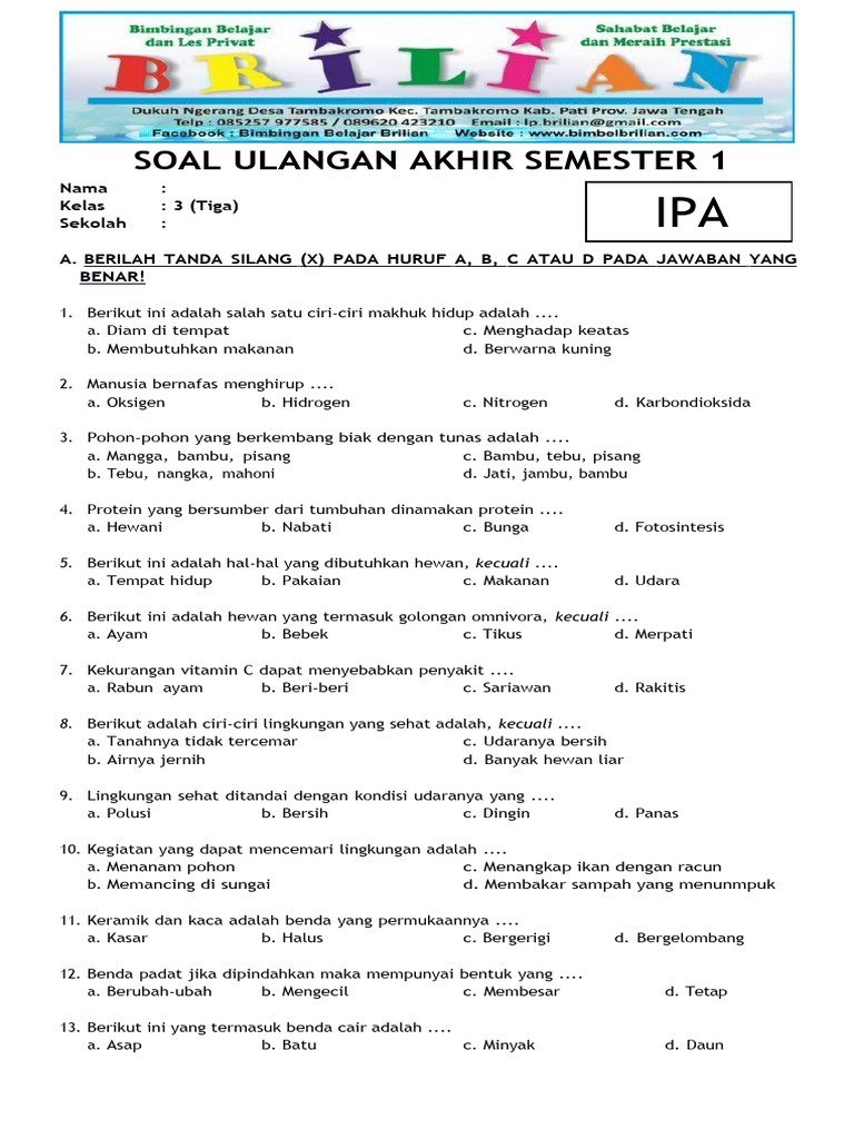 Wajib Tahu Bocoran Soal UAS Kelas 3 SD Genap Agar Nilai Anak Langsung Melonjak Tinggi
