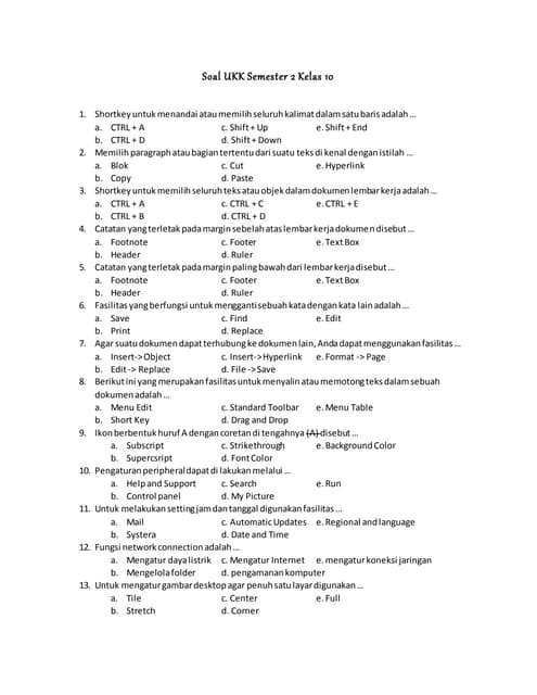 Wajib Tahu! Rahasia Lulus Latihan Soal UKK Kelas 10 Kurikulum 2013 Semester 2