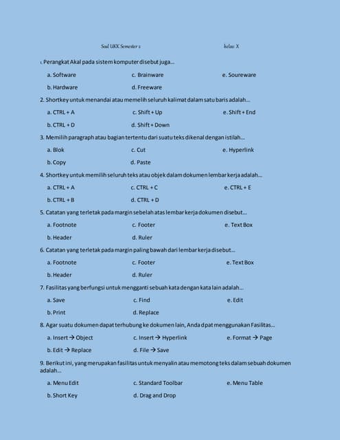 Wajib Tahu! Rahasia Lulus Latihan Soal UKK Kelas 10 Kurikulum2013 Semester 2 Terbaru